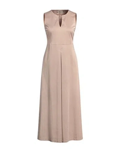 Nenah Woman Midi Dress Beige Size L Polyester, Cotton, Elastane