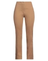 Nenah Woman Pants Camel Size 28 Cotton, Elastane In Beige
