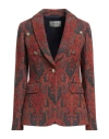 Nenè Woman Blazer Rust Size 4 Cotton, Polyamide In Red