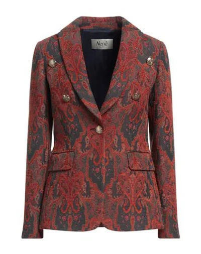 Nenè Woman Blazer Rust Size 4 Cotton, Polyamide In Red