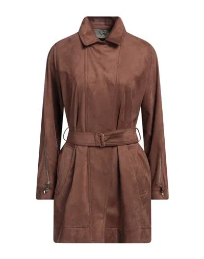 Nenè Woman Overcoat & Trench Coat Brown Size 6 Polyester, Elastane