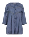 Nenè Woman Shirt Blue Size 8 Linen