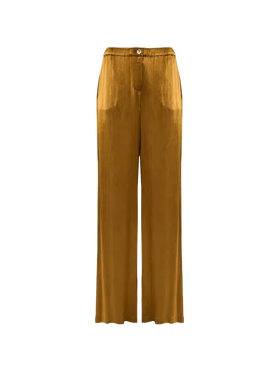 Nenette Crinkle-satin Wide-leg Trousers In Yellow