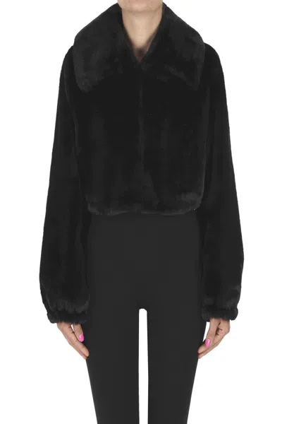 Nenette Cropped Eco-fur In Black