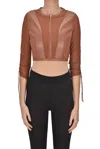 Shop Nenette Cropped Eco-leather Jacket In Light Brown
