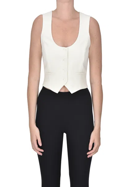 Nenette Cropped Gilet In White