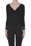 Nenette Cut-out Cuffs Pullover In Black