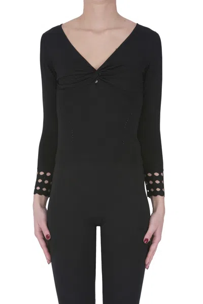 Nenette Cut-out Cuffs Pullover In Black
