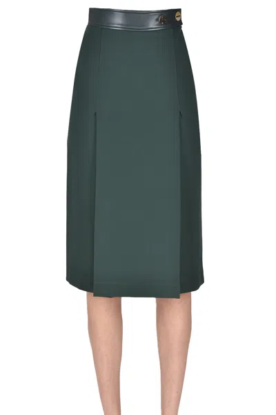 Nenette Eco-leather Waistband Skirt In Green