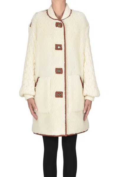 Nenette Eco-shearling Coat In White