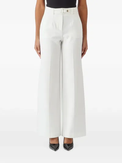 Nenette Eliona Buckle-detail Pressed-crease Trousers In White