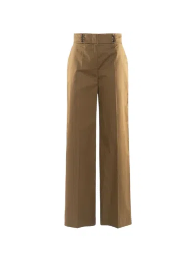 Nenette Emon Button-detail Palazzo Pants In Brown