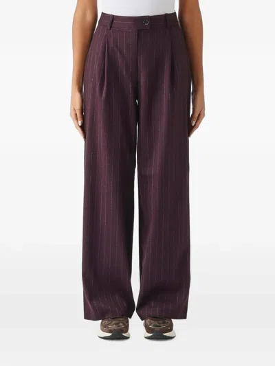 Nenette Epicor Pinstripe Wide-leg Trousers In Red
