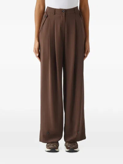 Nenette Eros Pleated Button-detail Trousers In Brown