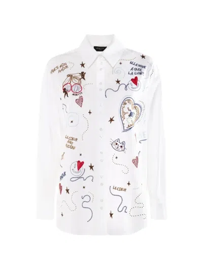 Nenette Fanny Embroidered Oversized Shirt In White