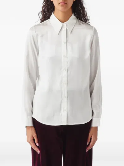 Nenette Faustina Button-down Satin Shirt In White