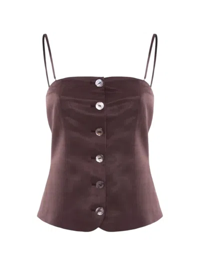 Nenette Fiona Button-fastening Top In Brown