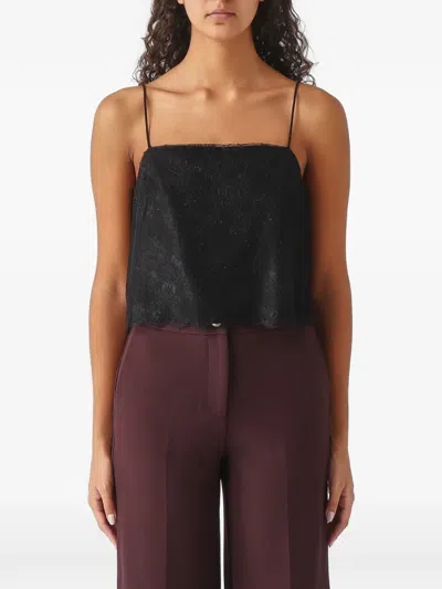 Nenette Flame Lace-overlay Camisole Top In Black