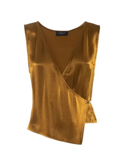 Nenette Flippi Wrap-style Asymmetric Top In Gold