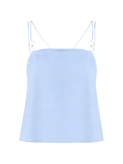 Nenette Flix Pleated-back Ring-detail Top In Blue