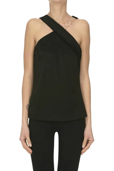 Nenette Fluid Jersey Top In Black