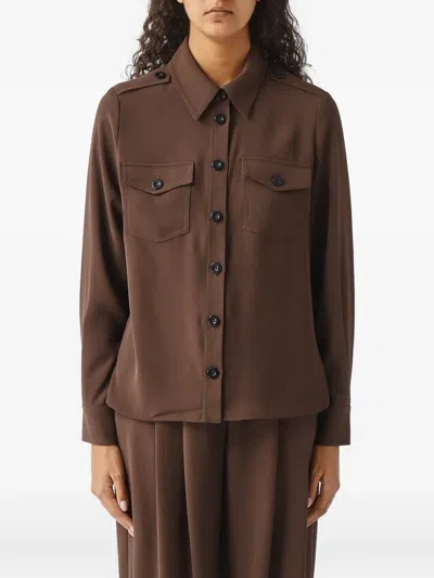Nenette Foa Button-up Flap-pocket Shirt In 브라운