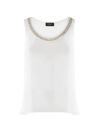 Nenette Foxy Crystal-embellished Sleeveless Top In White