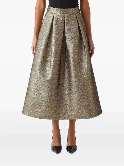 Nenette Gali Pleated Metallic-effect Midi Skirt In Gold