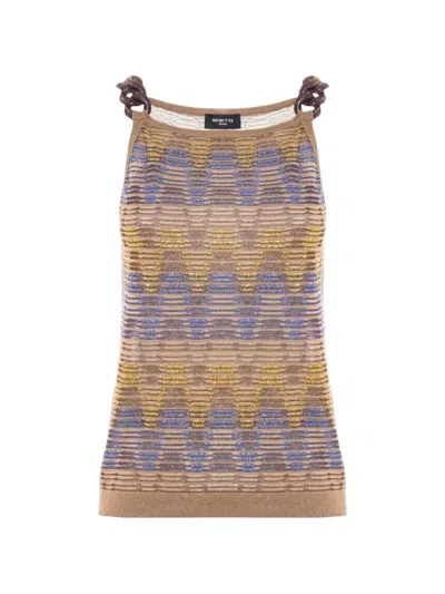 Nenette Geometric-pattern Knot-detail Top In Brown