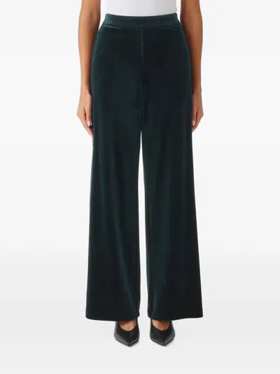 Nenette Hercules Velvet Palazzo Pants In Green