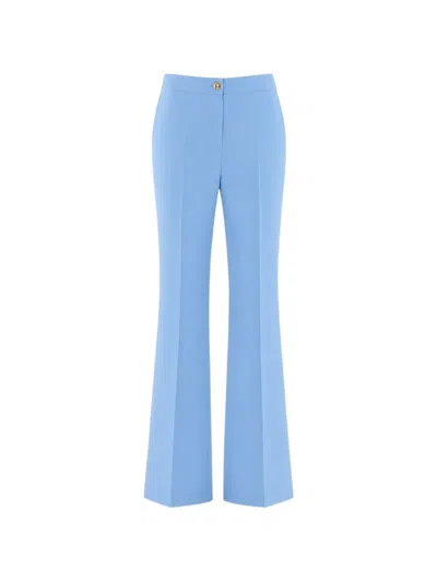 Nenette Jewel-button Flared Trousers In Blue