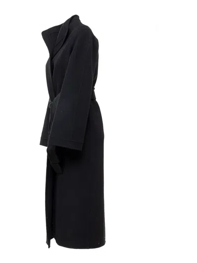 Nenette Long Wool Coat In Black