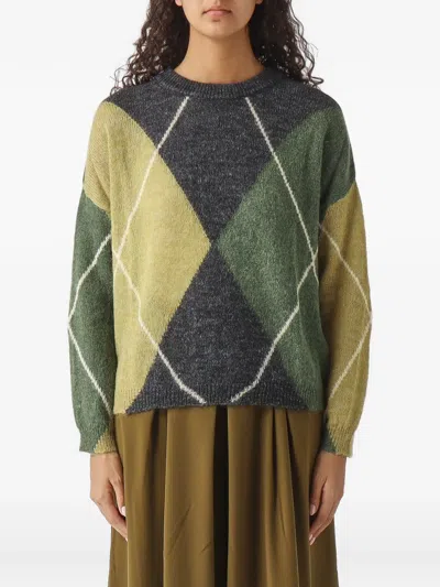 Nenette Macadamia Argyle-intarsia Sweater In Grey