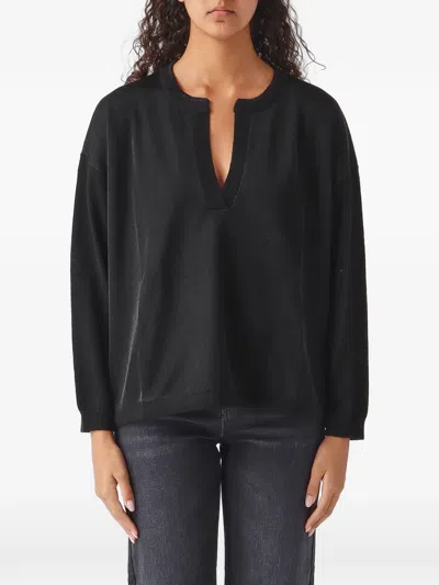 Nenette Mozzy V-neck Long-sleeve Sweater In Black