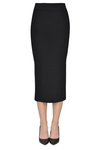 Nenette Ribbed Knit Pencil Skirt In Black