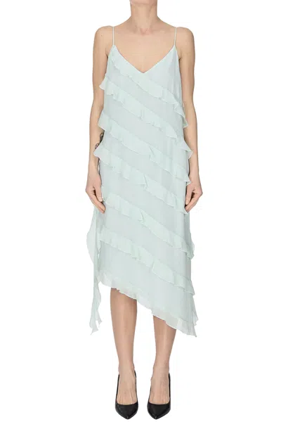 Nenette Ruched Chiffon Dress In Blue