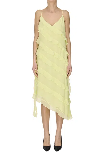 Nenette Ruched Chiffon Dress In Yellow