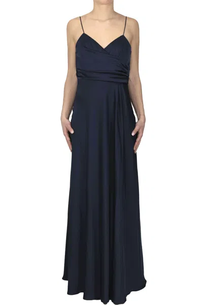 Nenette Satin Long Dress In Blue