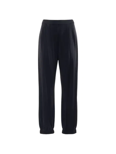 Nenette Satin-finish Pleated Trousers In Black