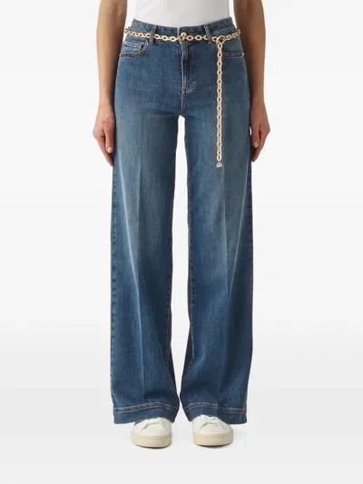 Nenette Scotch Chain-belt Wide-leg Jeans In Blue