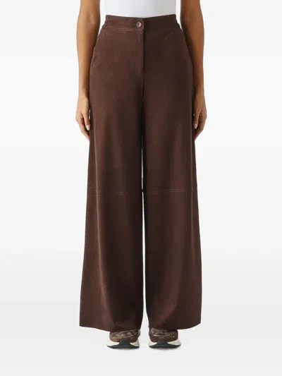 Nenette Seam-detail Wide-leg Trousers In Brown