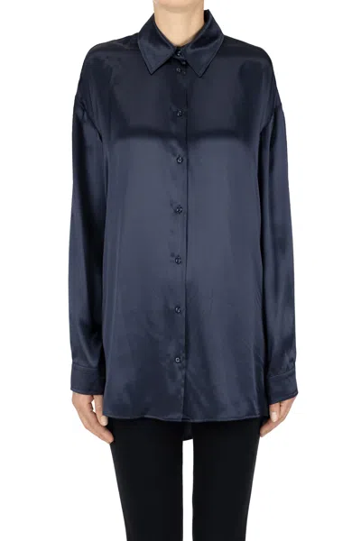 Nenette Silk Shirt In Navy Blue