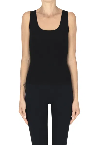 Nenette Stretch Knit Top In Black