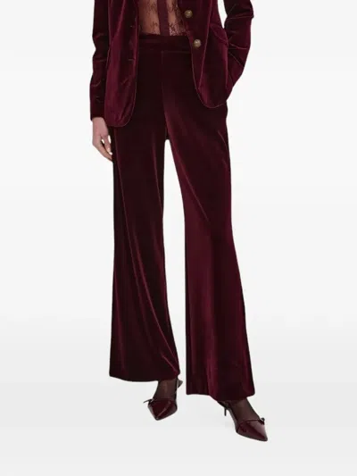 Nenette Velvet Straight-leg Trousers In Red