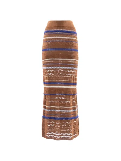 Nenette Wendy Crochet-knit Tiered Maxi Skirt In Multi