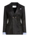 Nenette Woman Blazer Black Size 4 Linen, Viscose, Elastane