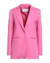 Nenette Woman Blazer Fuchsia Size 4 Viscose, Polyamide, Elastane In Pink