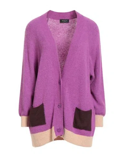 Nenette Woman Cardigan Mauve Size M Alpaca Wool, Polyamide, Virgin Wool, Elastane