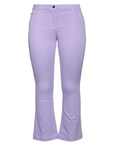 Nenette Woman Denim Pants Light Purple Size 32 Cotton, Elastomultiester, Elastane