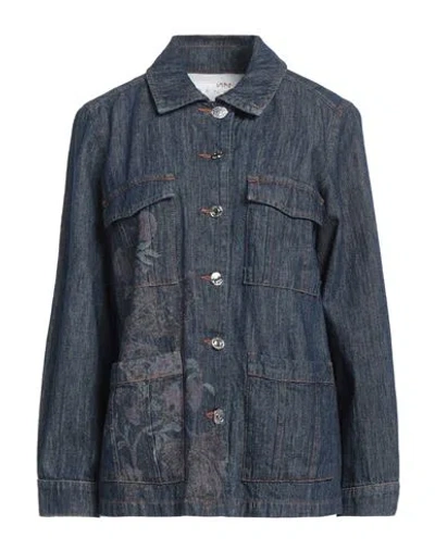 Nenette Woman Denim Shirt Blue Size 10 Organic Cotton, Cotton, Linen